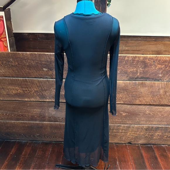 Bohme Trinity Gothic Mesh Long Sleeve Dress w/ Sleeveless Slip Dress & 90s Vibe - Picture 10 of 15